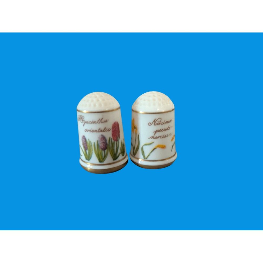 Vintage 1978 Set of 12 Flower Thimbles Franklin Porselein Bloemen Van Nederland - Picture 8 of 9